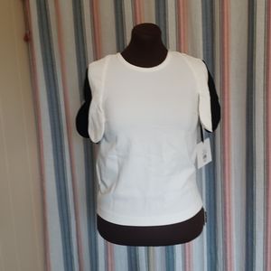 Black and White Petal Sleeve Blouse